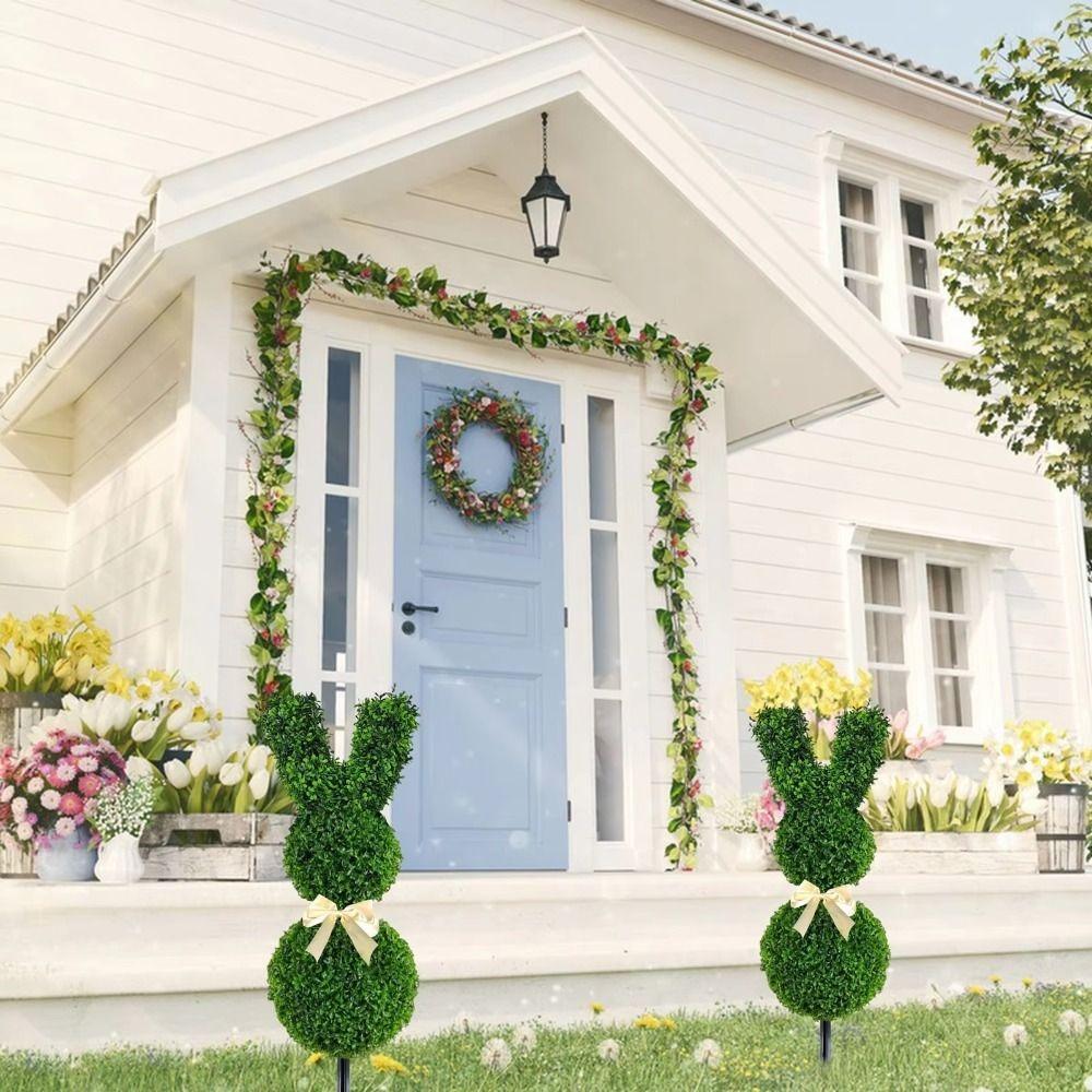 Artificial Artificial Bunny Topiary Green Easter Bunny Plant Boxwood Topiary Tree  Easter Themed