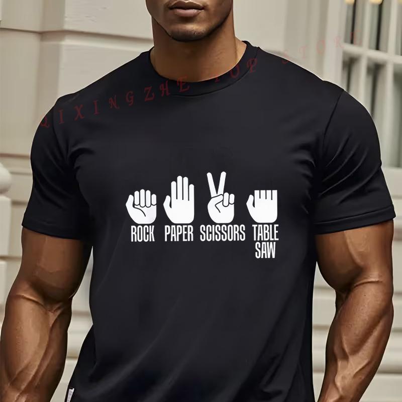 MenS Rock Paper Scissors Graphic TShirt Casual Short Sleeve Tees S