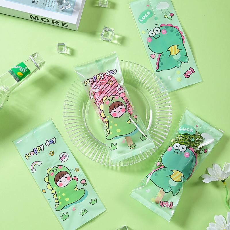 50Pcs/Set Cartoon Food Grade Ice Pop Bags Disposable Plastic Popsicle Bags Freeze Treat Storage Transparent Ice Popsicle Mold