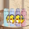 1PC Duckling With Headphone 750ml Color Plastic Sports Water Bottle Leakproof Flip Straw Lid Suitable for Sports Office Home Use