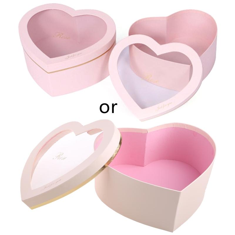 

2 шт. креативная цветочная коробка в форме сердца с горячим тиснением, флористическая упаковка, подарочный чехол с розами для вечеринки по случаю годовщины, дропшиппинг as shown розовый