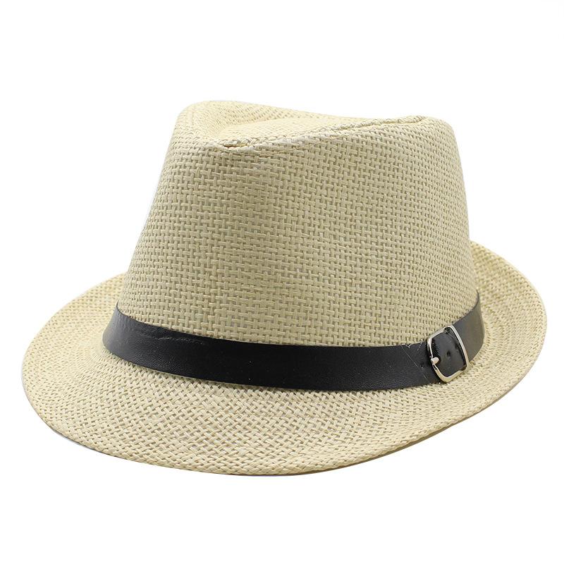 Summer Straw Hat, Beach Hat, Summer Straw Woven Belt Top Hat, Crimped British Hat, Jazz Hat, Men'S Custom Seaside Sun Hat