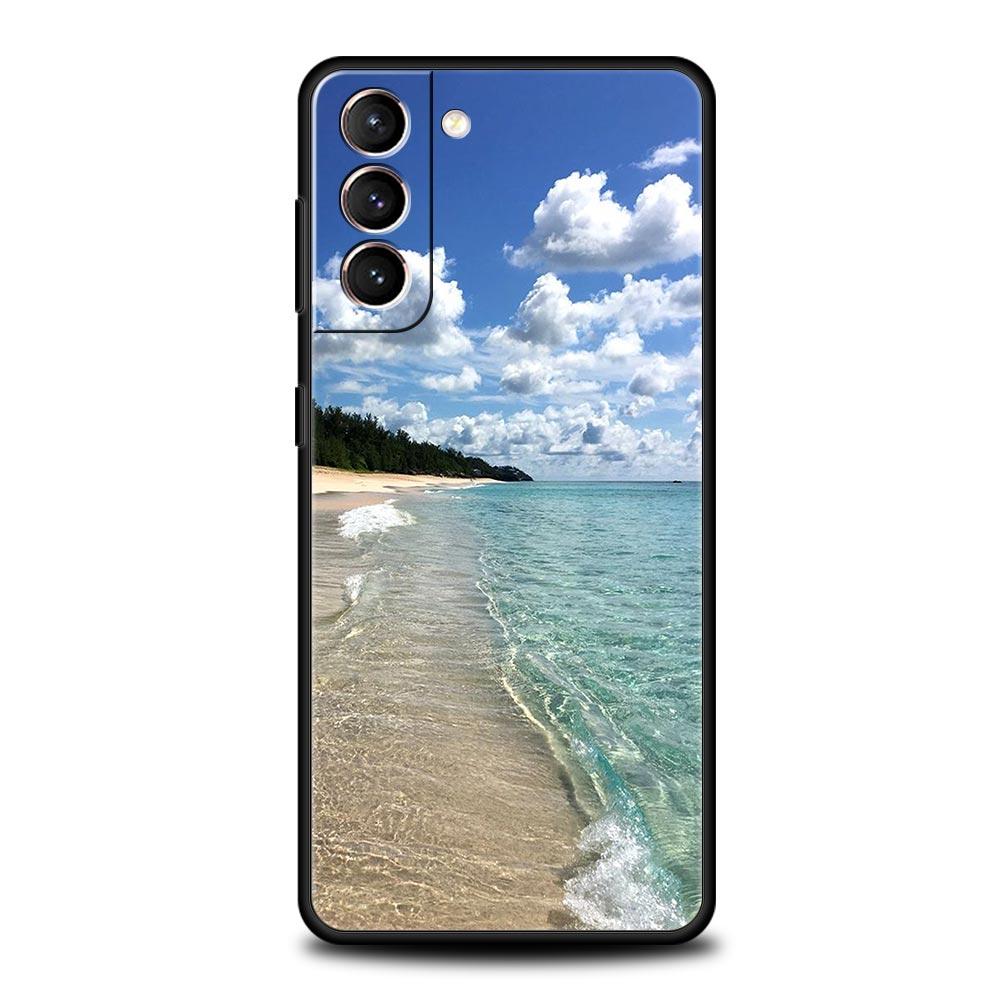 Sea blue Sky beach Phone Case For Samsung Galaxy S23 Ultra S22 S21 S20 FE 5G S10 S10E S9 S8 Plus Note 20 Silicone Cover Bumper