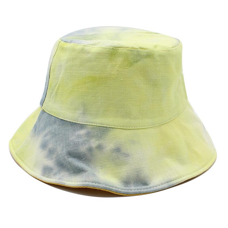 Hat Women'S Tie-Dye Bucket Hat Summer Foldable Double-Sided Basin Hat Couple Sunscreen Visor