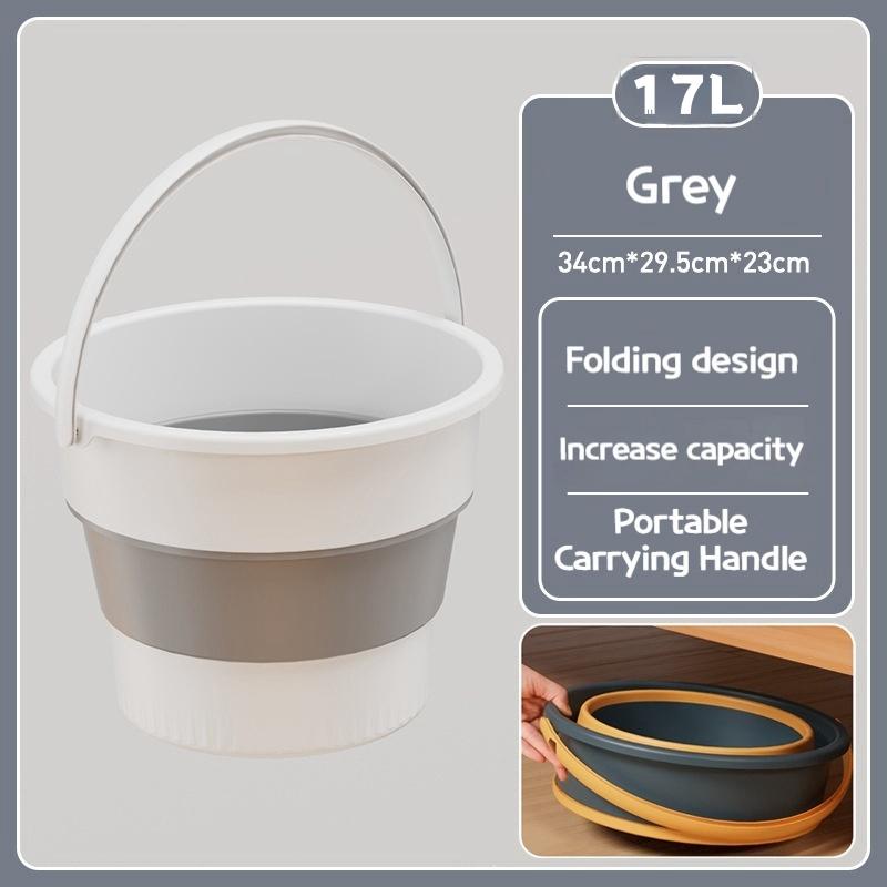 Silicone Bucket for Fishing Folding Bucket Car Wash Outdoor Fishing Supplies Square 17L Bathroom Kitchen Camp Bucket