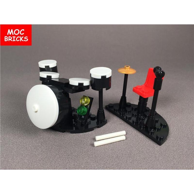 Set  MOC Bricks DIY MOC Drum Kit Set Music Equipment Microphone Drumsticks building Blocks Action Figure Kids Dolls Gifts