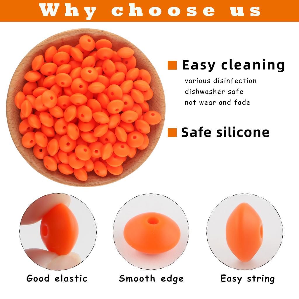 100Pcs 12mm Silicone Lentil Beads Round Spacer Beads Silicone Abacus Bead DIY Bracelet Necklace Handmade Jewelry Accessories