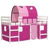 VidaXL Children's Mezzanine Bed and Tunnel, Children's Loft Bed with Ladder, Bedroom Storage Furniture, Modern, Pink 3206996