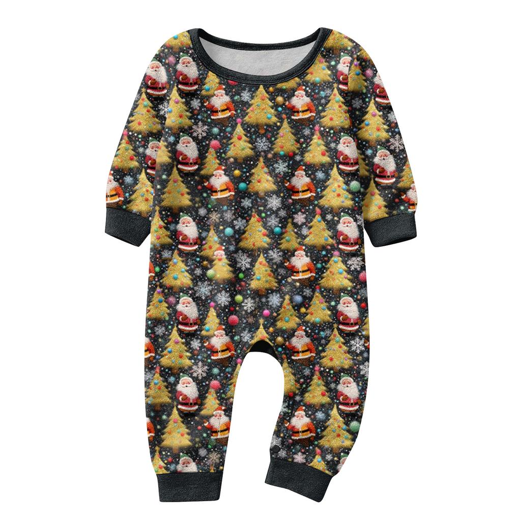 Pasujący Rodzinny Świąteczny Zestaw Domowy Flanelowy z Nadrukiem Długi Rękaw i Spodnie