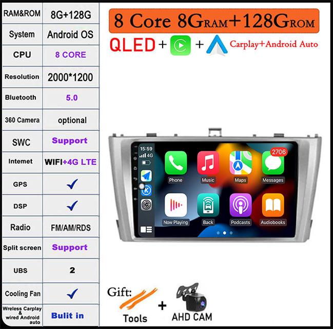 Android 14 For Toyota Avensis T27 2009 -2015 Carplay Auto Car Radio GPS Navigation Multimedia Player DSP Stereo 4G