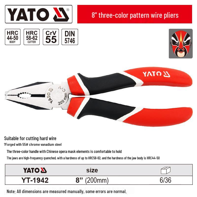 YATO Industrial Needle Nose & Diagonal Cutting Pliers Combo with Wire Strippers