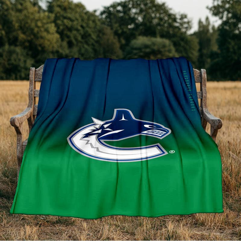 Hockey Team Vancouver-Canucks Blanket Flannel Throw for Sofa, Indoor, Camping, Living Room, Office, Chair, And Bed Soft Birthday Gift