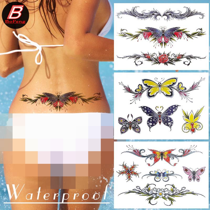 Women's Tattoo Stickers, Waterproof Scar-covering,sexy Tattoo Stickers,colorful Temporary Flower Belly Stickers,waist Stickers