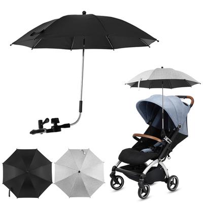 Beach Chair Umbrella UV Protection Baby Stroller Umbrella 360° Adjustable Chair Sunshade with Clamp Sun Rainproof and Windproof