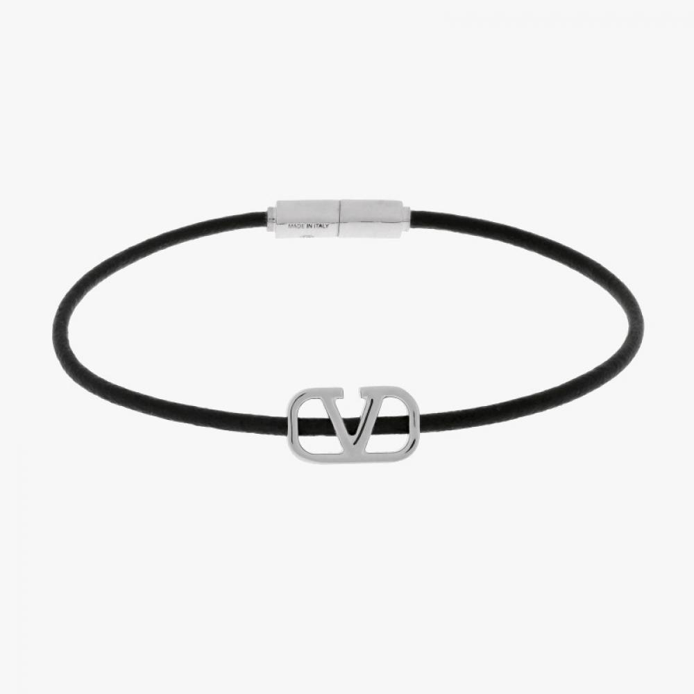 Valentino 5y2J0r89 Qpe 0no J0r89 Qpe 0no GaraVani V Logo Leather Bracelet