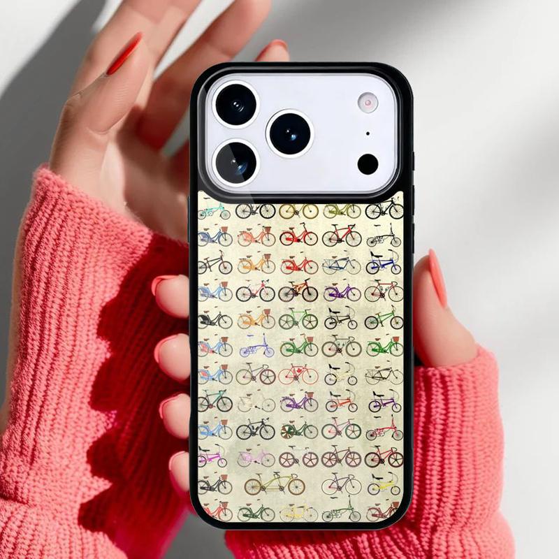 Cycling Heartbeat Bike Phone Case for iPhone 17 16 15 14 13 Pro Max Back Cover for 12 11 Pro Coque
