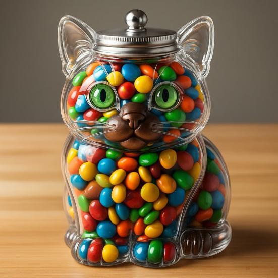 Animal-Shaped Candy Jar Airtight Storage Jar with Lid Cute Transparent Cat Dog Design Snack Jar for Kitchen Countertop Cabinet