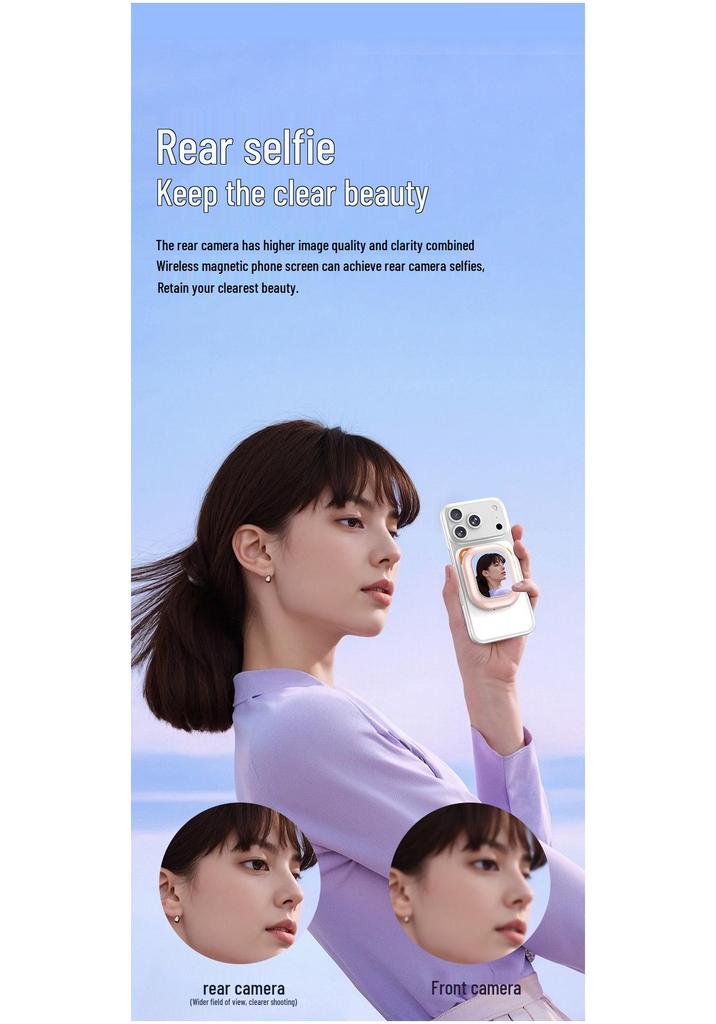 Mini Specchio Schermo Selfie Posteriore Magnetico - Ideale per Live Streaming e Mirroring dello Schermo del Telefono