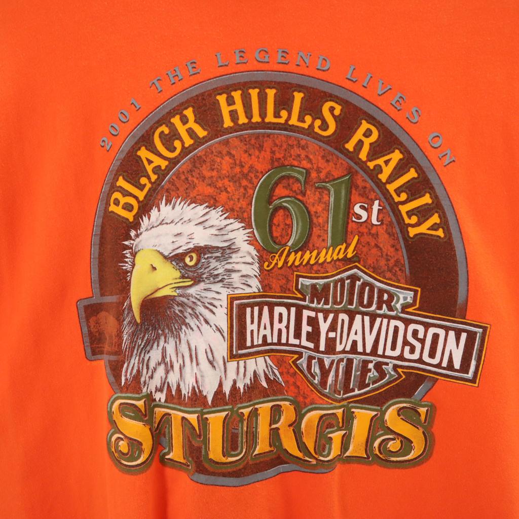 HARLEY DAVIDSON Short sleeve T-shirt XL Orange Men's Used