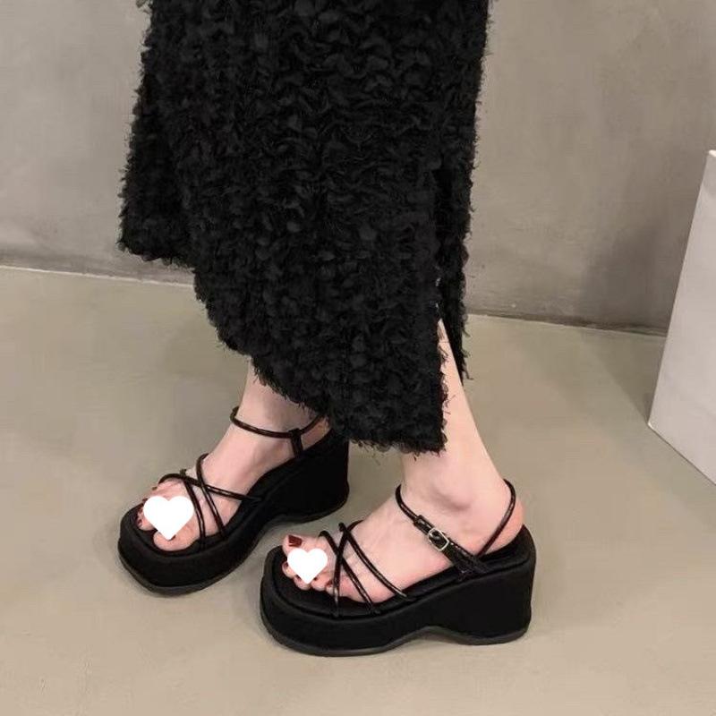 Wedge Heel Sandals Women's Summer 2025 New Summer Wear Heightening Platform Slippers Women's Skirt Fashion Roman Shoes Women