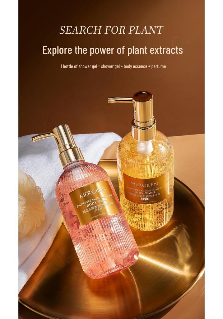 Mengxi Lan Passion Flower Essential Oil Shower Gel - Long-Lasting Scent, Deep Cleansing, Moisturizing, Perfume-Type.