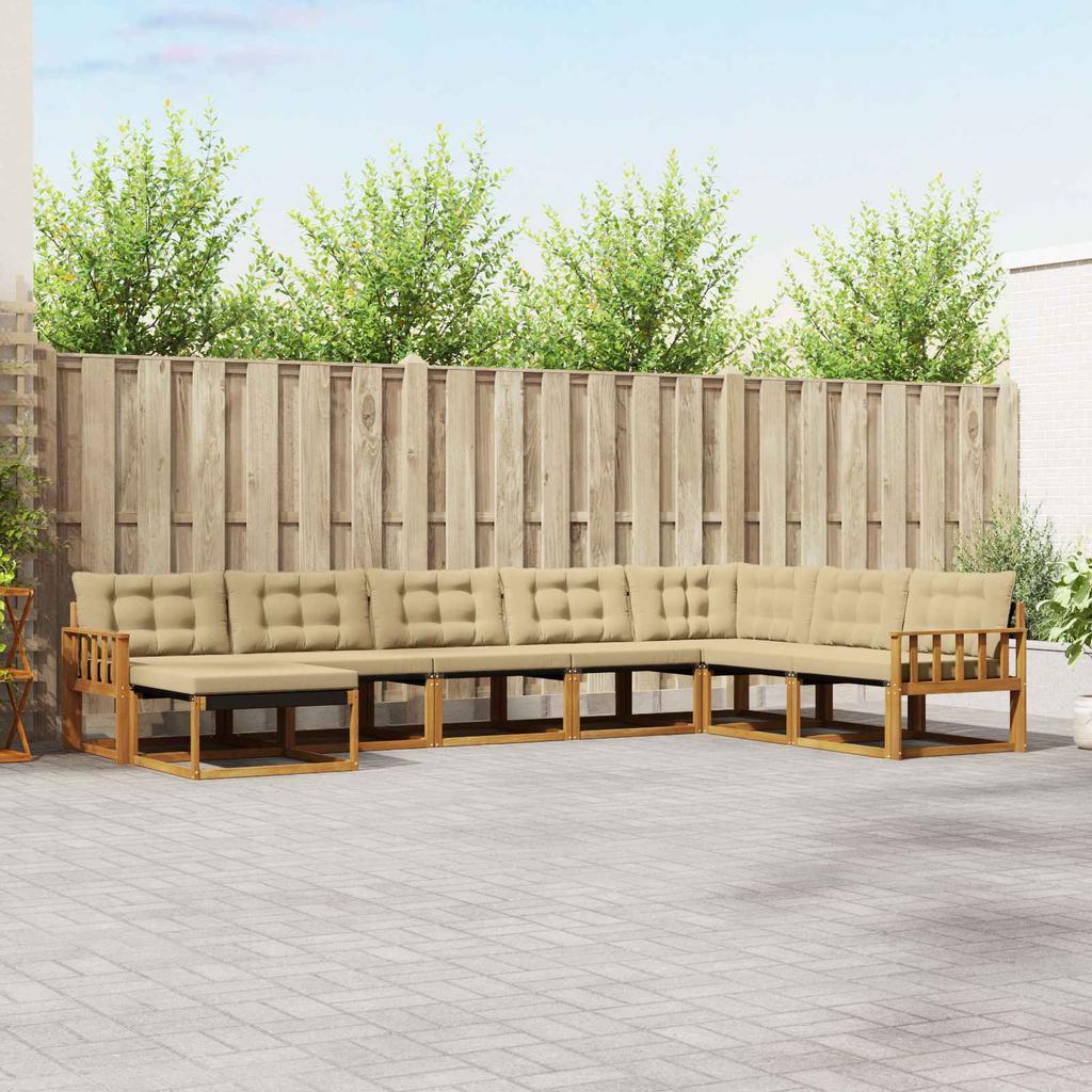 Outdoor Sofa Set with Cushions 8 pcs Natural and Beige