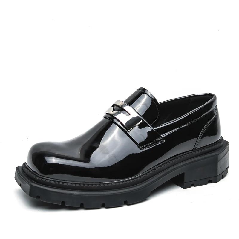 Fashion Platform Men Luxury Brand Mens Loafers Leather Fashion Dress Shoes Handmade Men's Walking Shoes All-match Slip on Casual Shoes