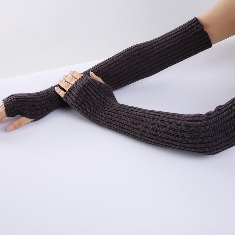 2Pcs/Pair Long Fingerless Gloves Womens Winter Warmer Knitted Arm Sleeve Soft Casual Gothic Punk Style