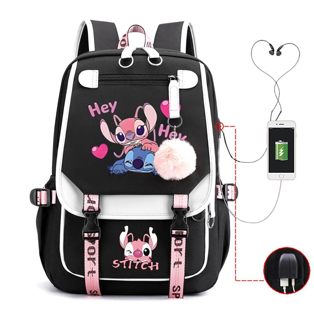 Children'S School Bag Contrasting Color Neutral Backpack Animation Printing Primary And Secondary School Students