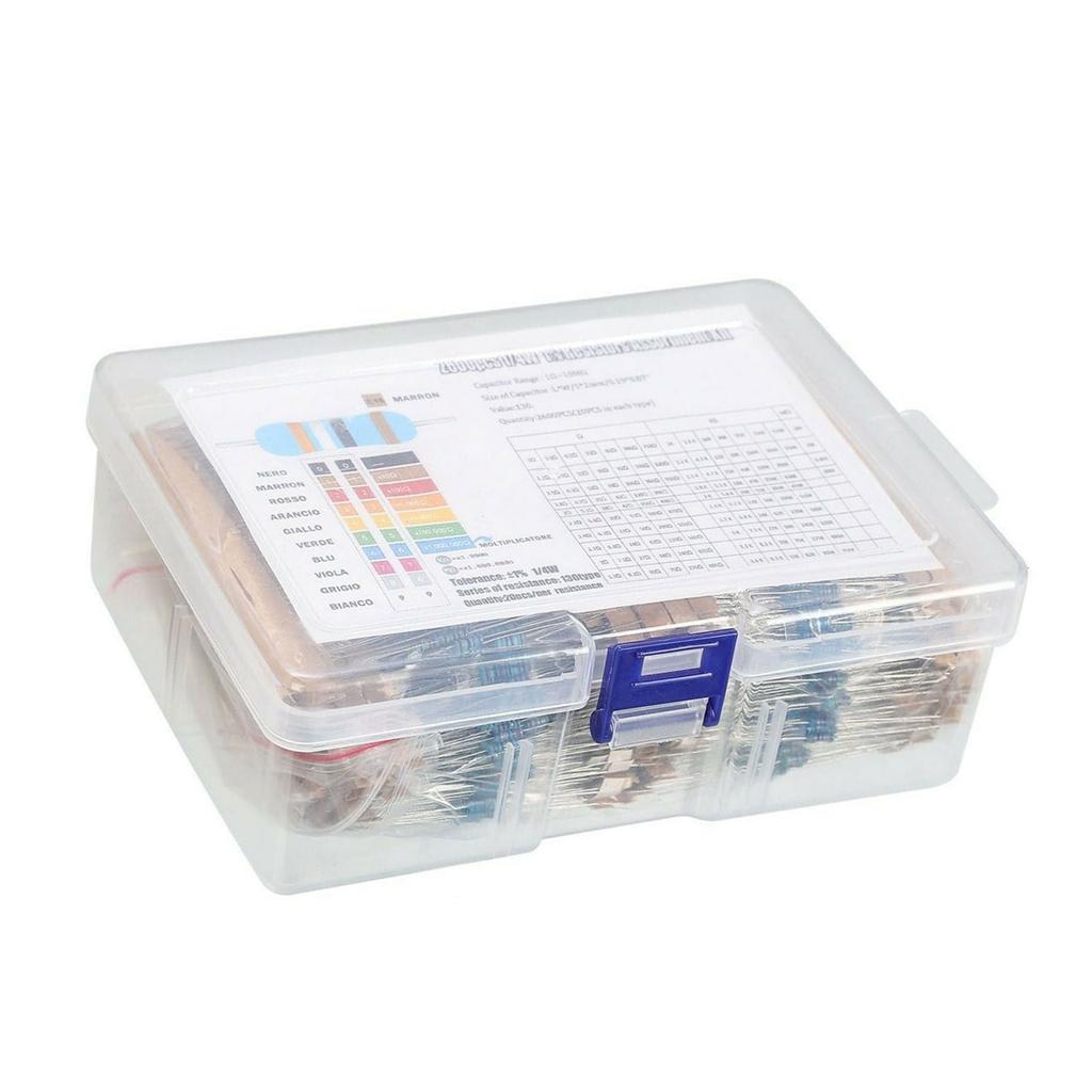 2600Pcs Metal Film Resistor Assortment Kits 1Ohm-10MOhm 130 Values Resistor Kits for Projects Experiments Easy to Use