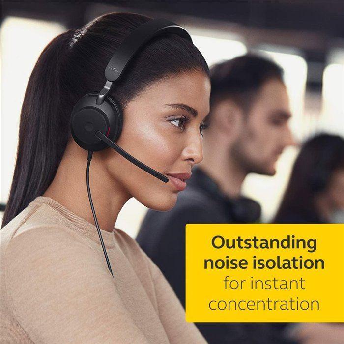 Casque mono - jabra - evolve2 40 - usb-a - réduction du bruit - 3 microphones - 37h autonomie