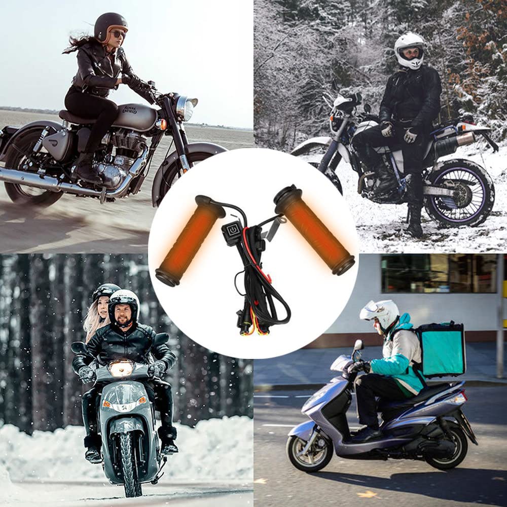 SUNNY Motorcycle Heated Left and Right Penetrating 3 Temperature Cold Weather Overcurrent Ideal for Winter DC12V Only Grips, Set, Type, Settings,
