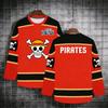 Hot Anime One Piece Straw Hat Pirates Green Multicolor Hockey Jersey Men 3D Print Streetwear Long Sleeve Aldult Children Shirt