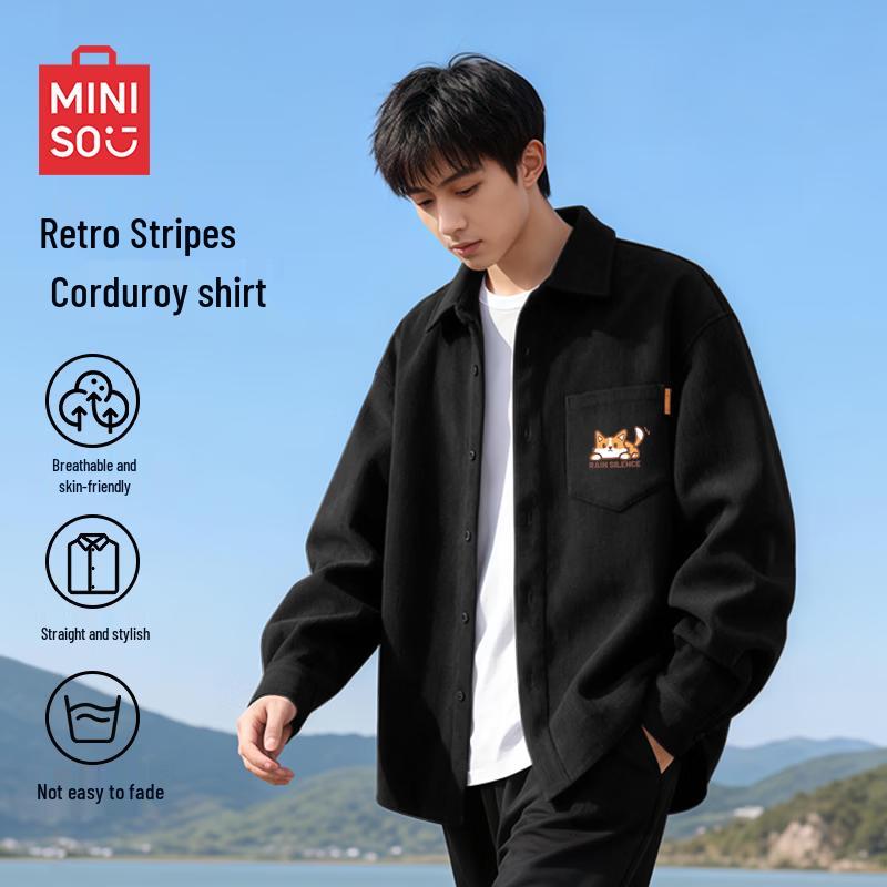 

MINISO Men s Corduroy Lapel Shirt XL