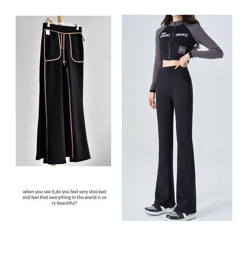 

Extra Thick Velvet-Enhanced Micro Flare Pants - Women s Winter Elastic Casual Wear S (80-95 lbs)