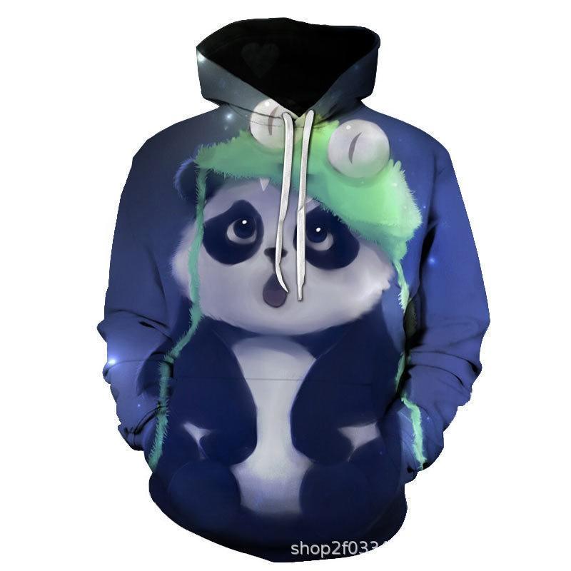 Winter Animal Print Hoodie Men Women Casual Loose Fit Sweatshirt
