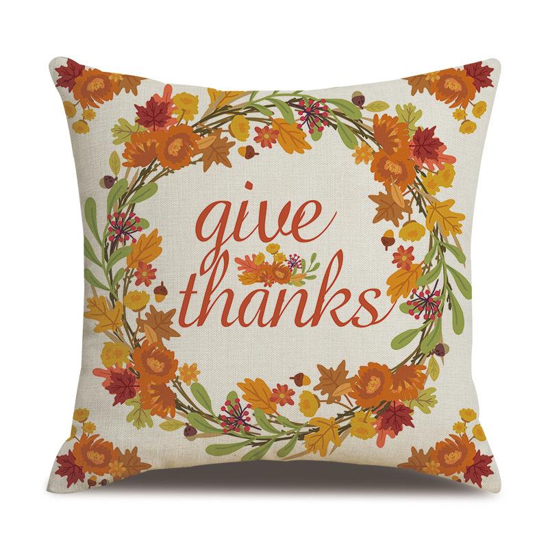 Thanksgiving Linen Pillow Case Autumn Pumpkin Print Supply Pillow Cushion Cover Premium Durable Quality Useful