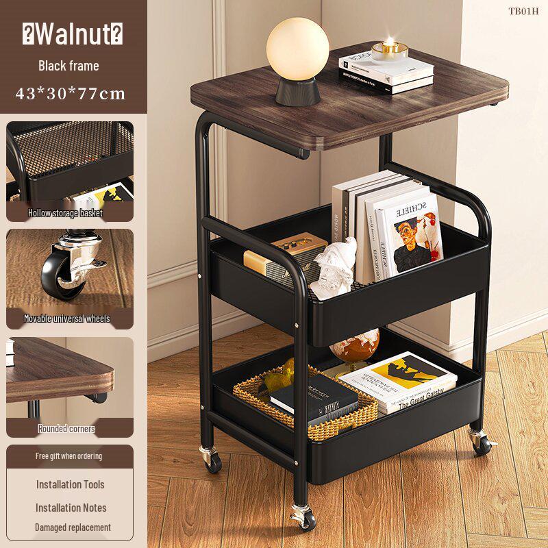Beweglicher mehrstöckiger Snack- und Kaffeetisch: Faltbares Regal für Wohnzimmer & Schlafzimmer