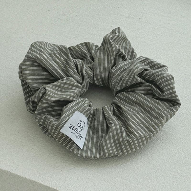 Oar Wide Stripe Shirt Scrunchie [Khaki]