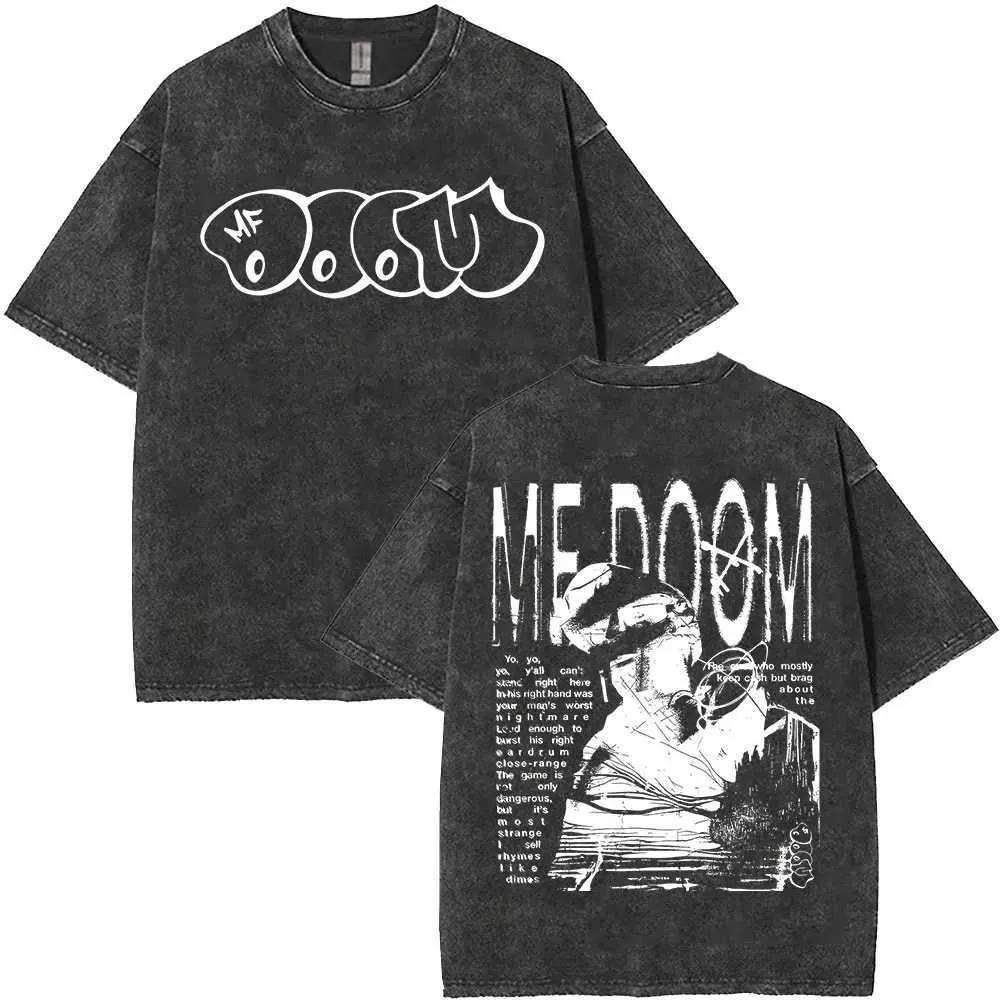 2026Vintage Rapper Mf Doom Tour Washed T Shirts Mens Women Fashion Oversized T-shirts Y2K Hip Hop Gothic Short Sleeve T 470