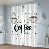 2pcs, Creative Curtains Two cups of coffee Machine Washable Fabric (without rod) Decorations Outdoor Ldeal for Bedroom, Living