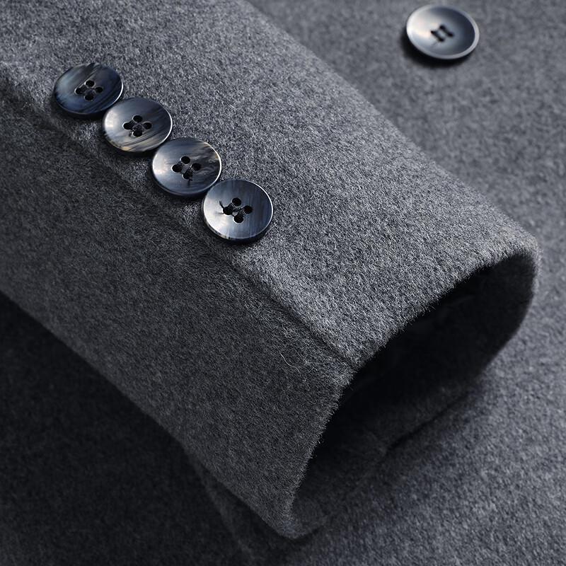 FAPAI Men's Long Wool Blend Overcoat with Detachable Down Liner