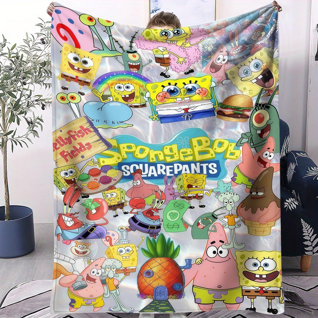 SpongeBob: Lively&Vibrant All-Character Group Portrait Print Blanket Soft Multifunctional Decortive Universal Throw Blanket Gift