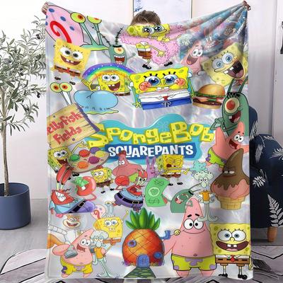 SpongeBob: Lebhaft&Bunt Alle Charaktere Gruppenporträt Druckdecke Weich Multifunktional Dekorativ Universelle Überwurfdecke Geschenk