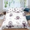 Black Owl King Queen Duvet Cover Moon Safari Bird Animal Bedding Set Lovely Wildlife Quilt Cover Grey Polyester Comforter Cover