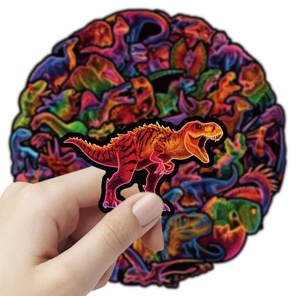 10/30/50pcs Cool Cartoon Dinosaur Stickers Neon Light Graffiti Decals for Luggage Stationery Phone Decoration Sticker Toys Gifts