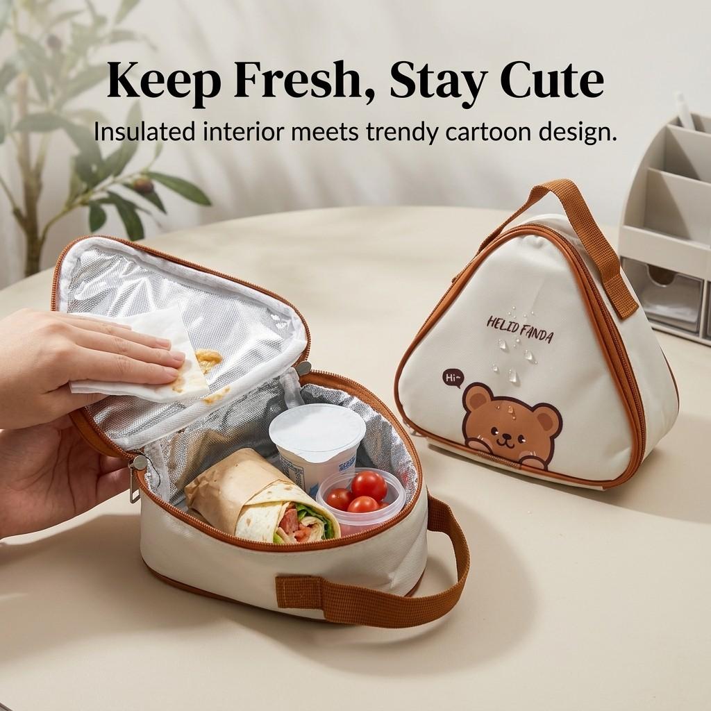 Portable Cartoon Bento Box Storage Bag Mini Oxford Insulated Lunch Bag Students Waterproof Food Thermal Bag Picnic Cooler Bag