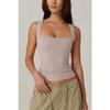 New Summer Women's Square Neck Sleeveless Double Layer Basic Slim Fit Tank Top Black