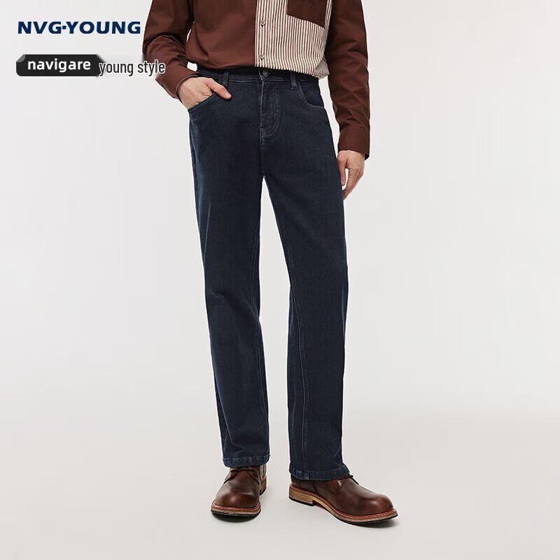 

NVG·YOUNG Men s Washed Straight-Leg Stretch Denim Jeans 35