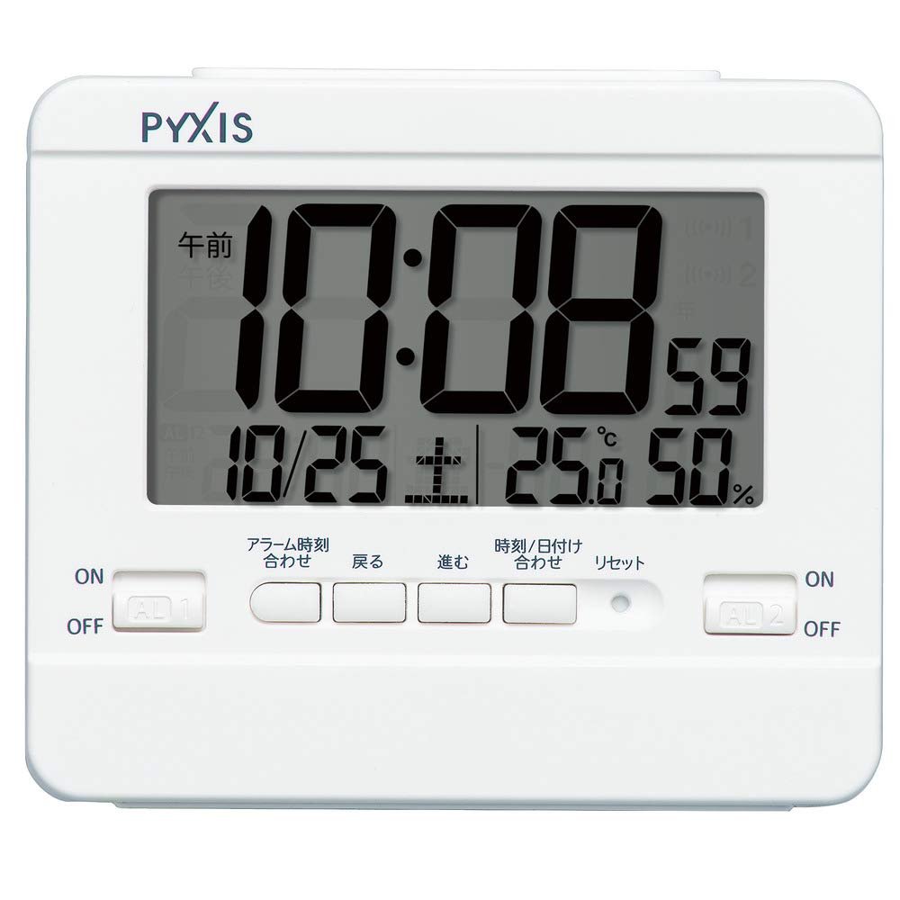 Seiko Clock Table Clock Alarm Clock Wall Clock Digital Temperature and Humidity Display PYXIS Pixis Body 9 X X Cm NR538W Size 10.5 4.2